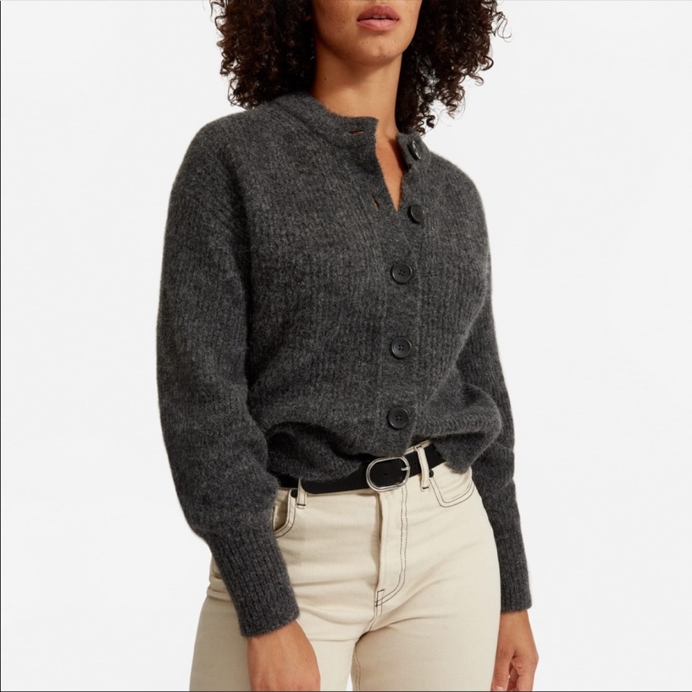 Everlane Cropped gray Alpaca Cardigan